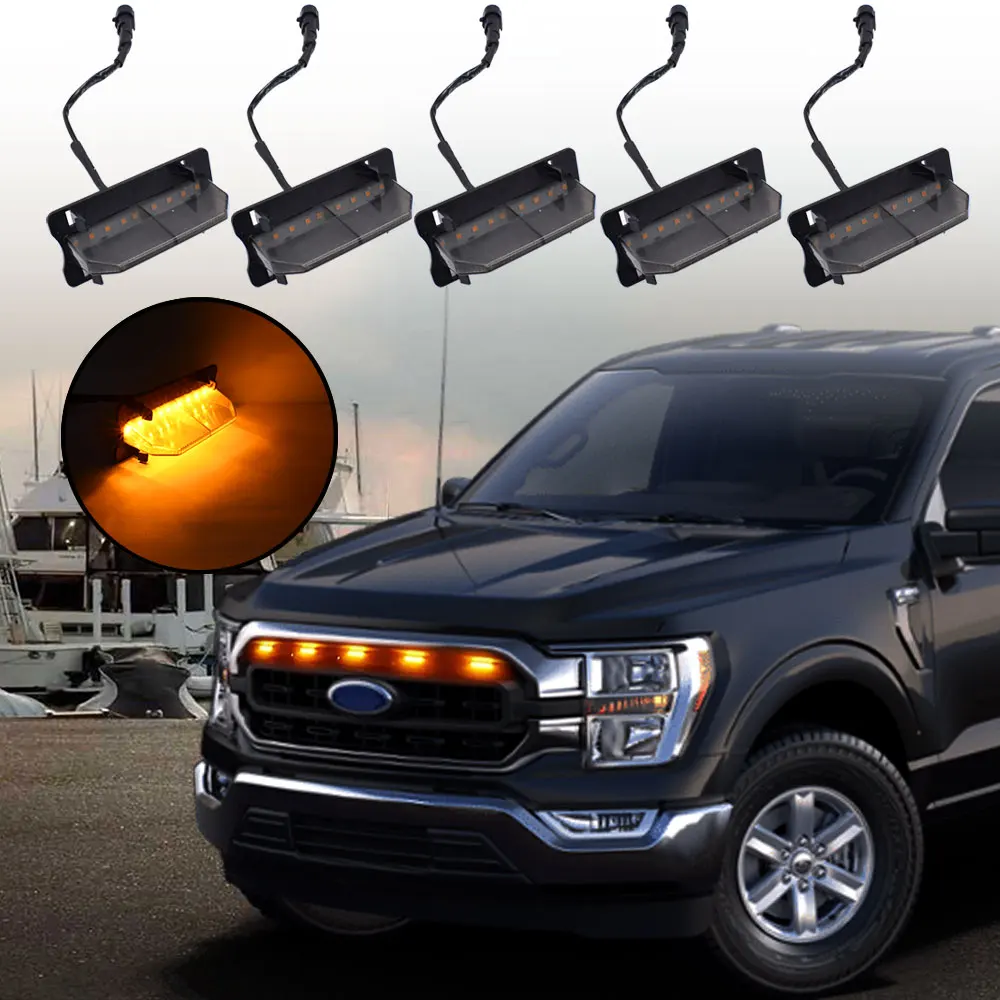 

For Ford F150 F-150 XL XLT 2021 2022 2023 Car Front Grills Led Lights Led Lights Bar Grille Led Light Yellow Led Car Accessories