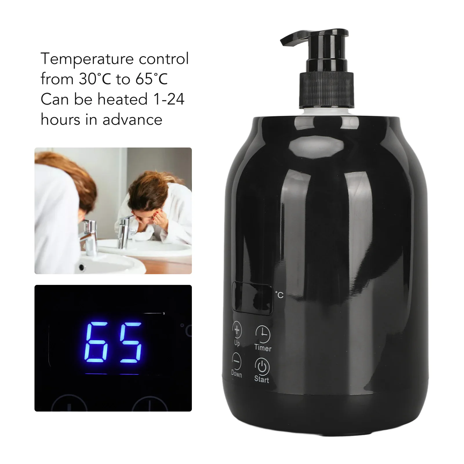 Essential Oil Heater LED Display Temperature Adjust Single Massage Oil Bottle Warmer 110‑240V Single Bottle Massage Oil Heater