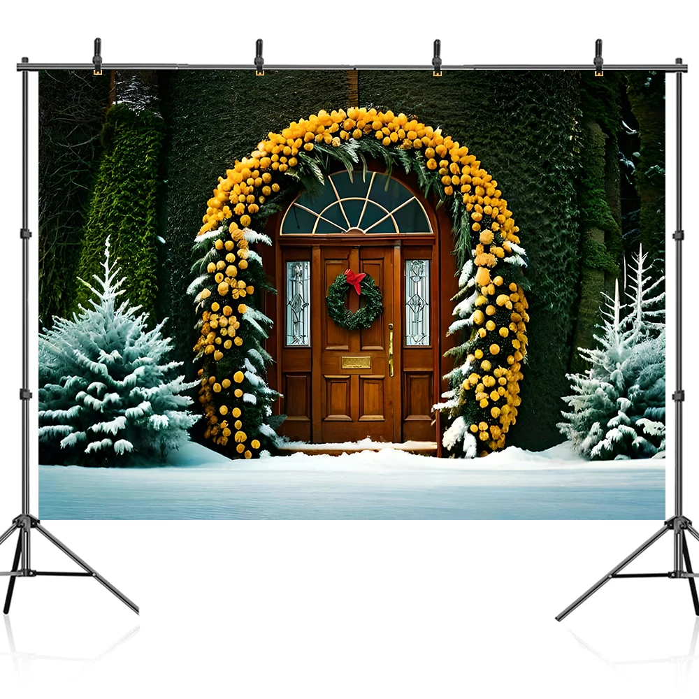 Bonvvie Christmas Backdrop Xmas Tree Fireplace Window Gifts Family Portrait Photography Background Props Decor for Photo Studio