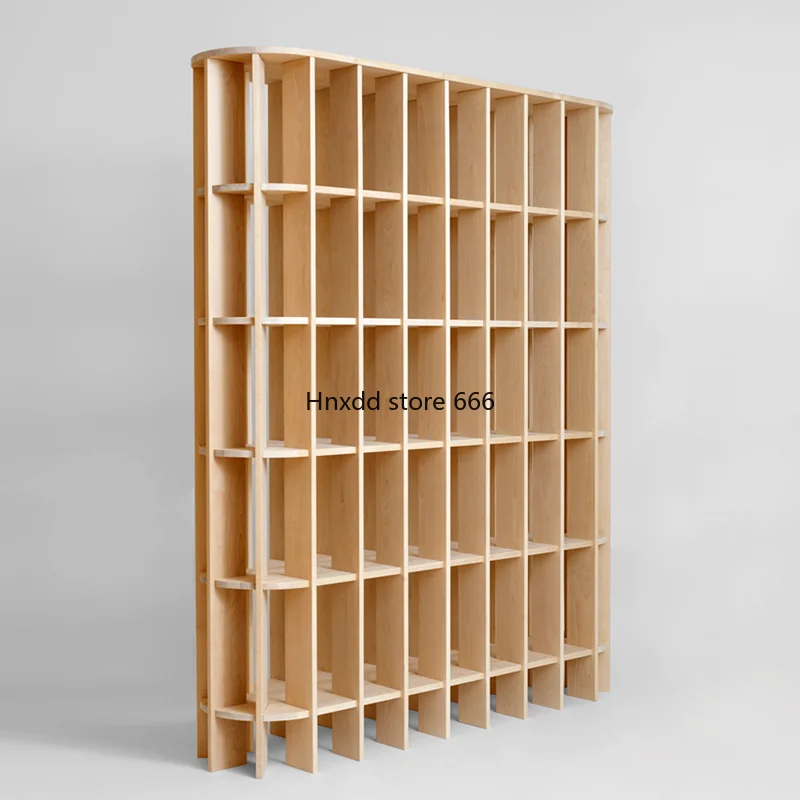 Solid wood bookcase partition storage display rack storage square simple and modern