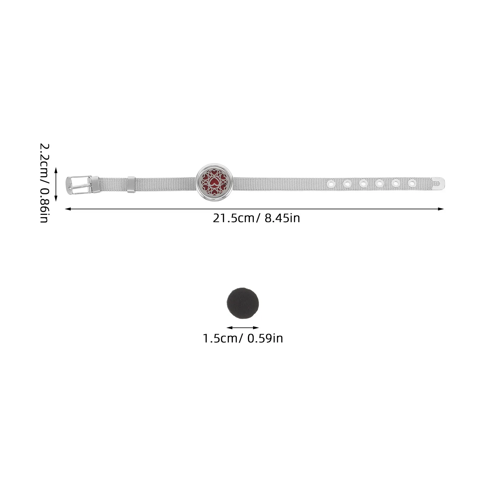 1Set Women's Aromatherapy Band Stainless Steel Adjustable Essential Oil Locket Hollow Design Refillable Scent Bracelet for Daily