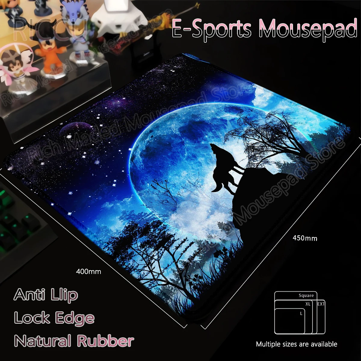 

Gaming Mouse Pad Wolf Mousepad Non-Slip Base Desktop Laptop Desk Accessories Gamer E-Sports Pad Office Keyboard Tablemat 40×45CM