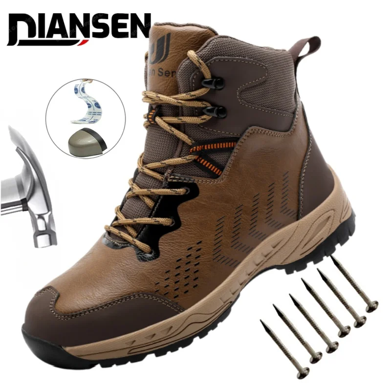Top High Quality Men's Shoes Work Safety Boots Iron Head Anti Smash And Anti Stab Wearing Comfortable Construction Shoes
