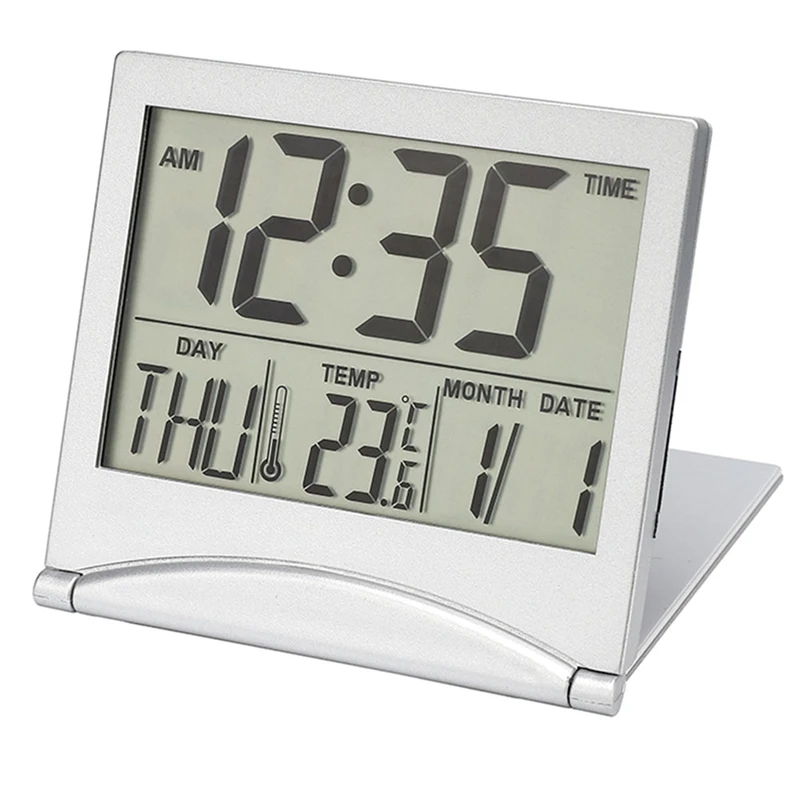 1 PCS Digital Travel Alarm Clock Foldable Calendar Temperature Timer LCD Clock  Weather Forecast Clock Battery Powered