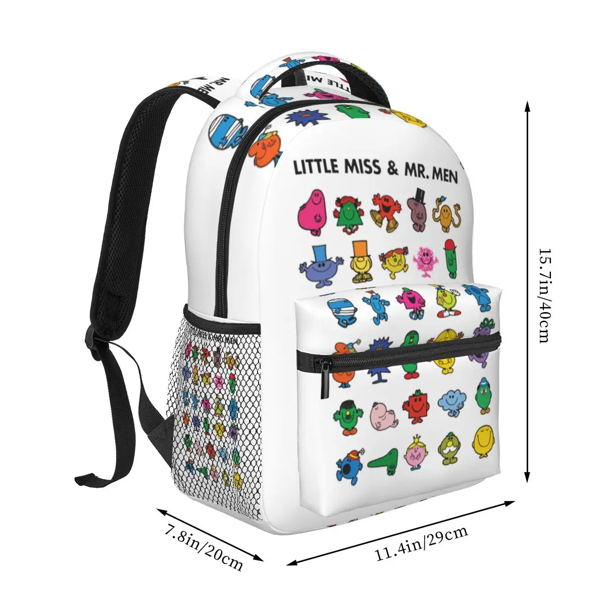 Little Miss And Mr. Men Student Backpack School Bag Hiking Travel Daypack for Men Women Fashion Bookbag Shoulder Bags