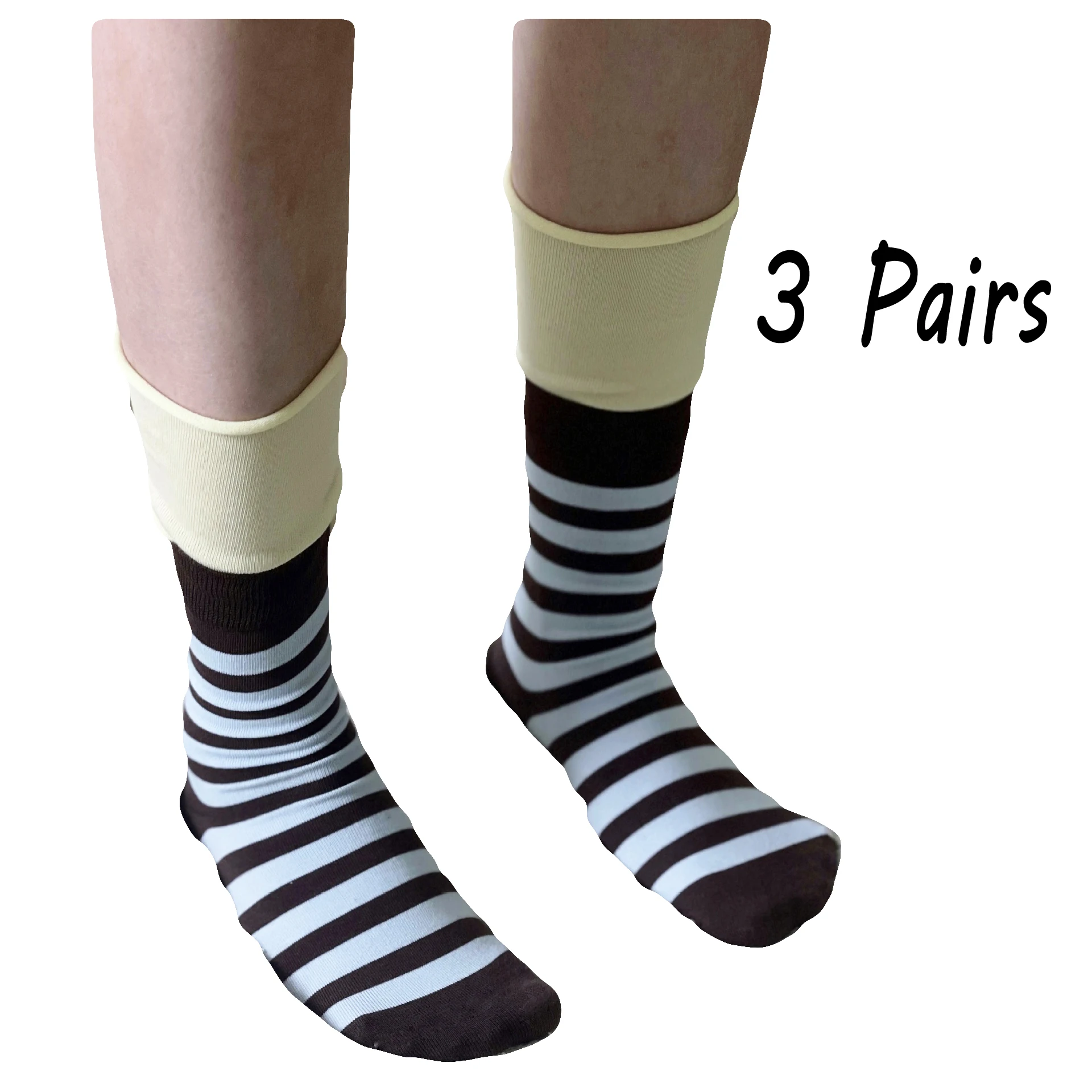 3 Pairs Unisex black white stripe Patchwork Cotton socks woman girls fashion slouch socksfashion fold wear long tube socks