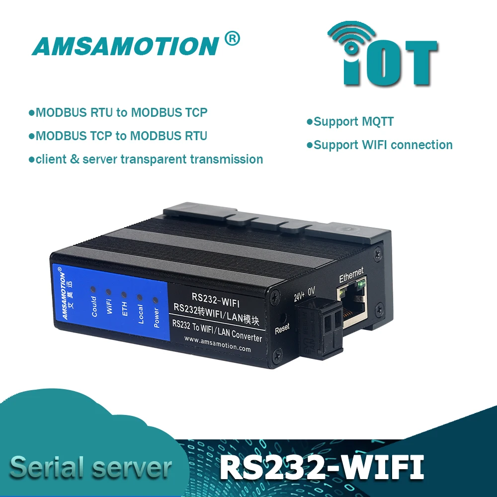 

RS232-WIFI serial server supports ModbusTCP and RTU interconversion MQTT communication Ethernet suitable for Mitsubishi Siemens