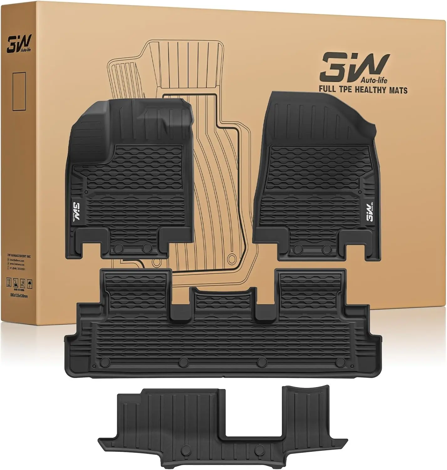 Car Floor Liners, TPE Material, Black, 3 Rows All Weather Protection for 2022-2026 Nissan Pathfinder