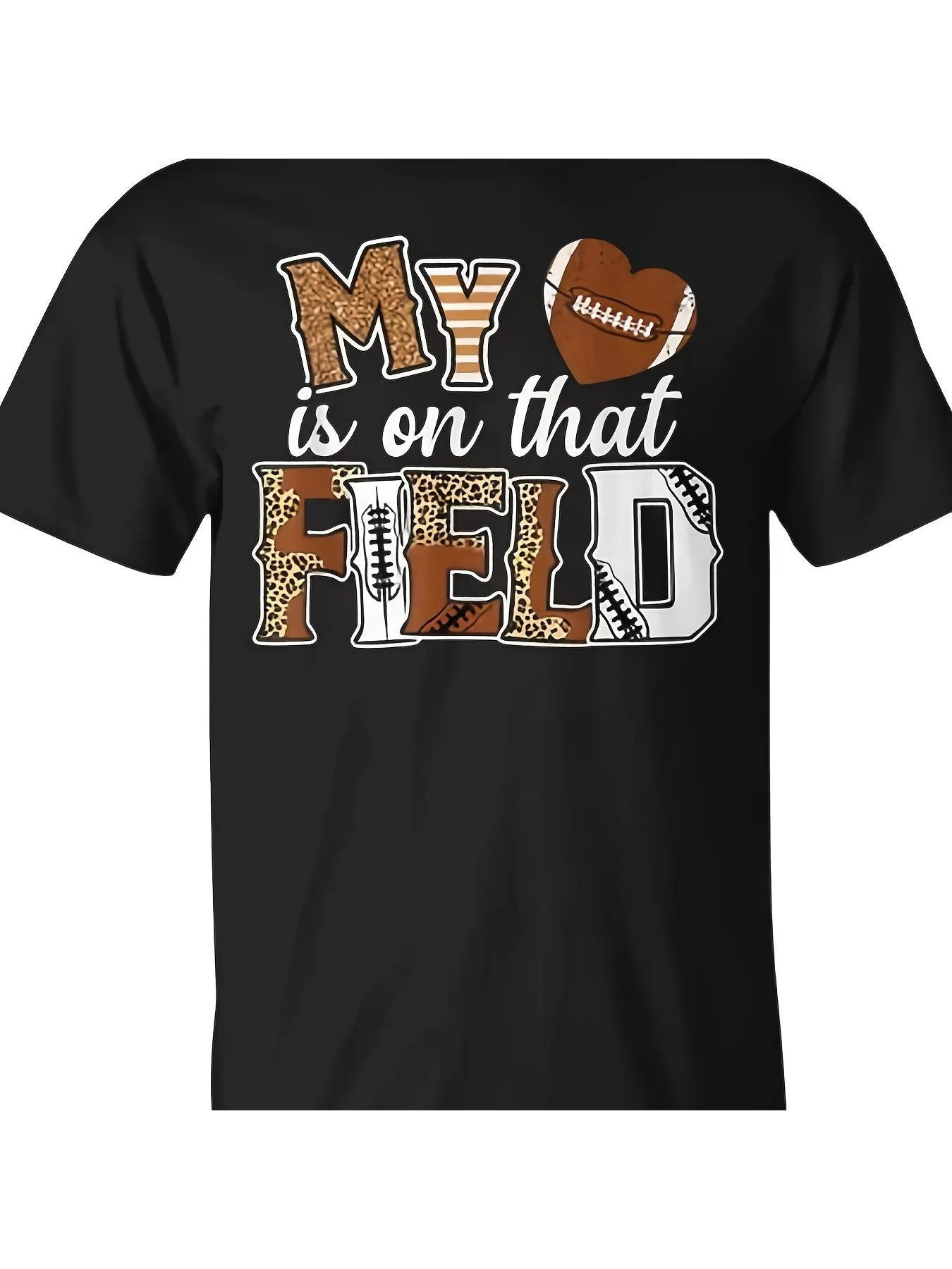 My Heart Is On That Field Football Mom TShirt Soft Breathable Crew Ne Funny Shirts Mens Graphic Tshirts Tshirts for Men Soft and Comfortable Short Sleeve