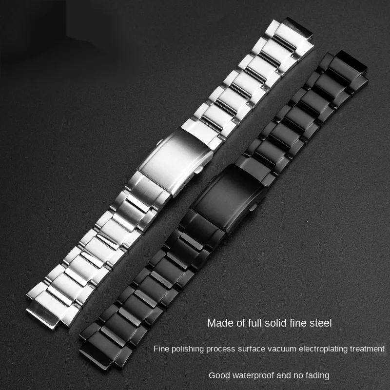 Quick release 24x16m For Casio G-SHOCK GST-B200 strap gstb200 stainless steel watchband Folding buckle metal Men\'s band bracelet