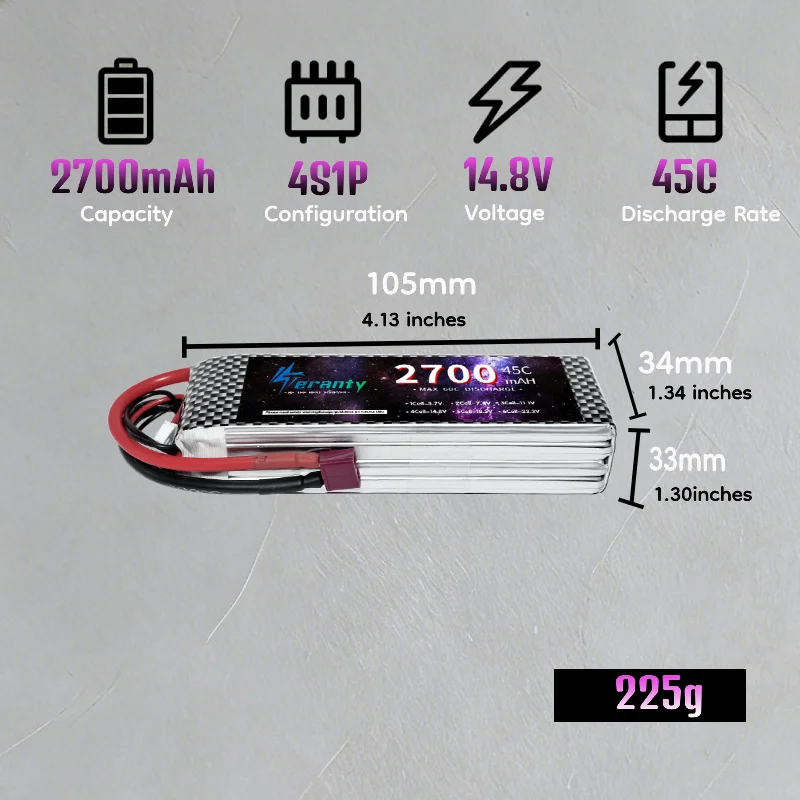 TERANTY V2.0 14.8V 2700mAh Bat - Lipo Battery 4S avaliação e preço