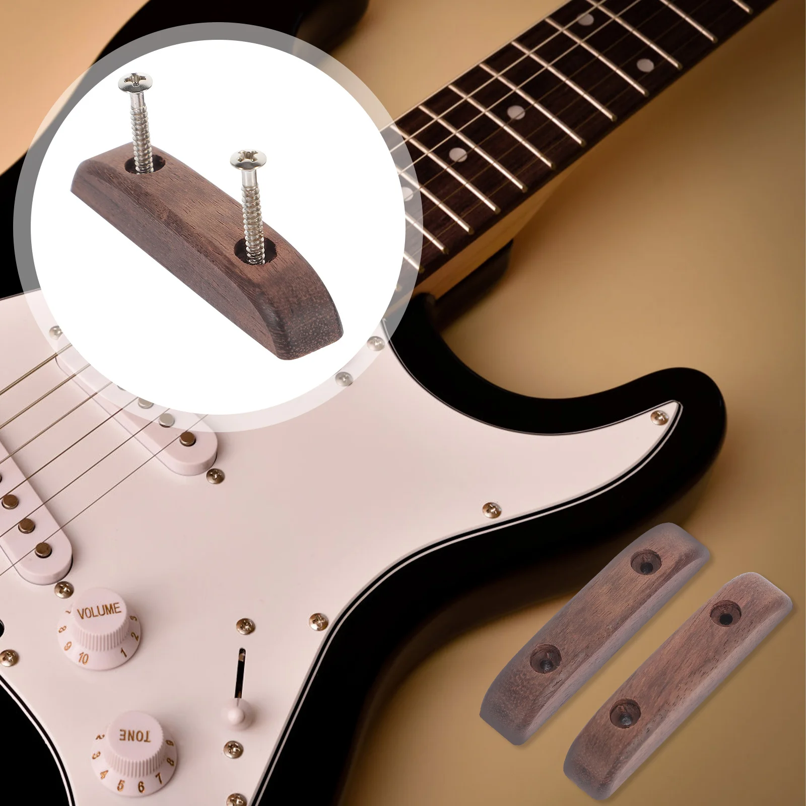 Poggiapollice da 2 pezzi per basso Supporto per dito in legno naturale Installazione semplice Riduce l'affaticamento della mano Accessorio per basso per chitarra