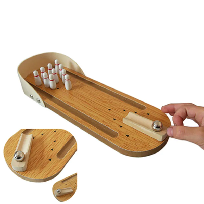 Children Antistress Puzzle toys Anti-stress Entertainment Mini Desktop Bowling Game Set Wooden Family Fun Party Toys