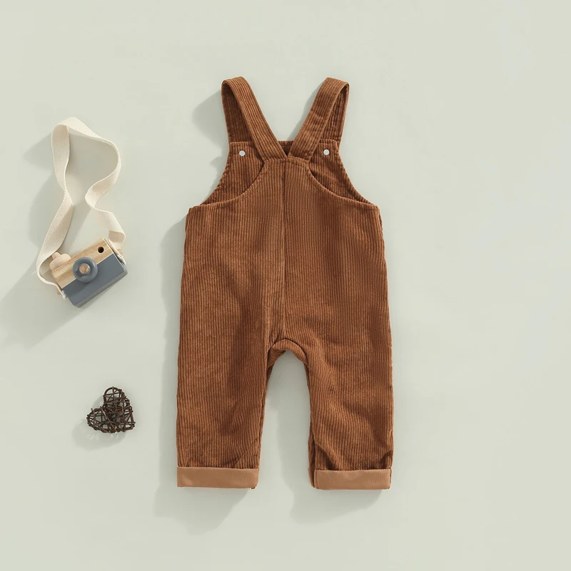 Toddler Baby Boy Girl Overall Clothes Corduroy Suspender Romper Solid Color Sleeveless Bib Overall Fall Winter Outfit