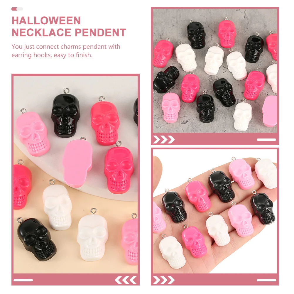 

10 Pcs Skull Pendant Decoration Halloween Charms for Jewelry Making Decorate Resin Beads
