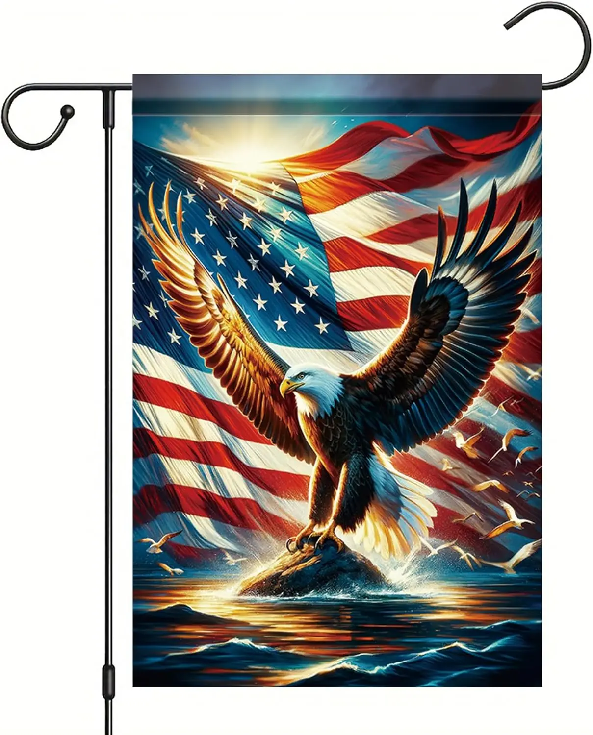 Starlit Patio Patriotic Garden Flag 4th of July Garden Flag American Flag 2x18 Double Sided Bald Eagle Decorative Outdoor Fl yyi