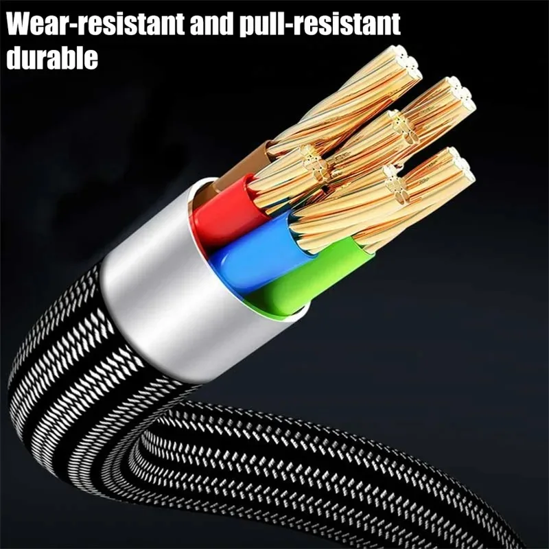 NNBILI 240W Quick Charge Cable USB Type C Data Transfer Line Anti-break Cable Transparent Braided Rope for Huawei Oneplus