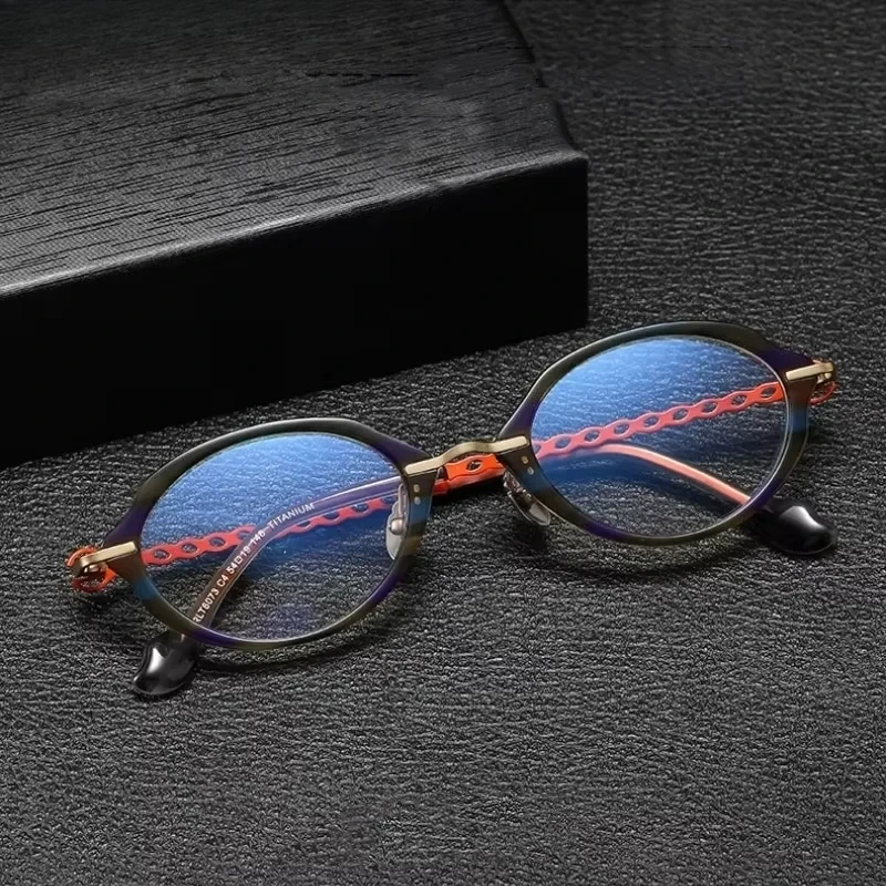 Top Quality Retro Eyewear Frames Acetate Titanium Women Men Eyeglasses Optical Gafas High Myopia Degree Precription Lenses