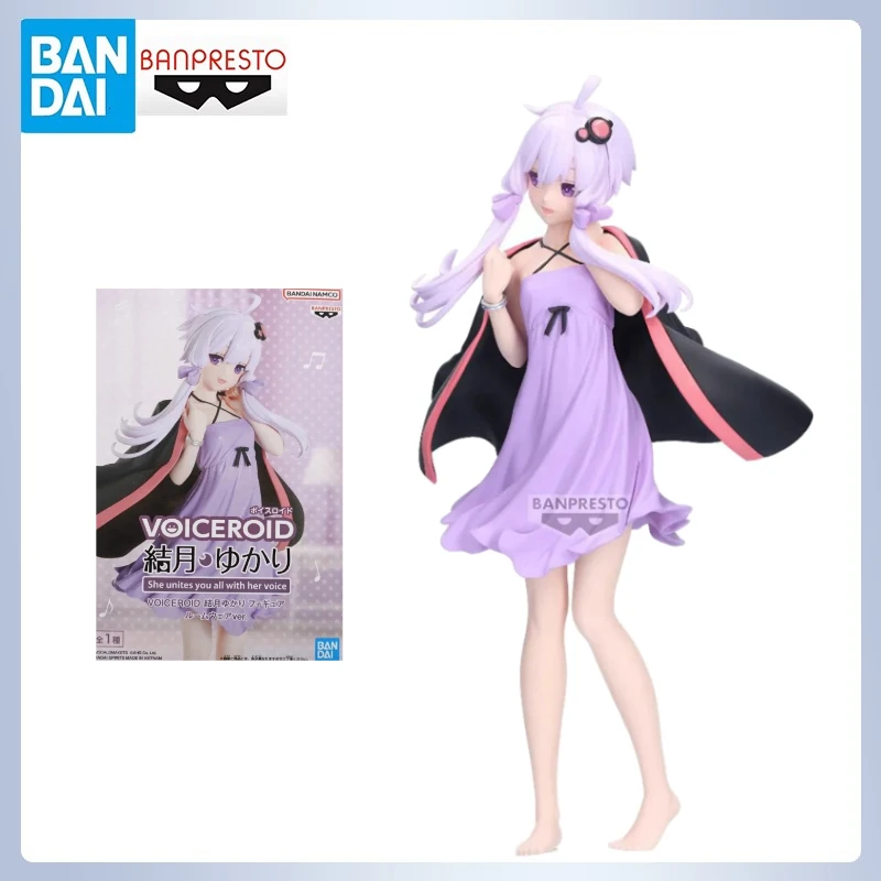 オリジナルバンダイバンプレストアクションフィギュア-vocaloid-結月ゆかり紫ドレスアニメフィギュアモデルおもちゃギフト-as