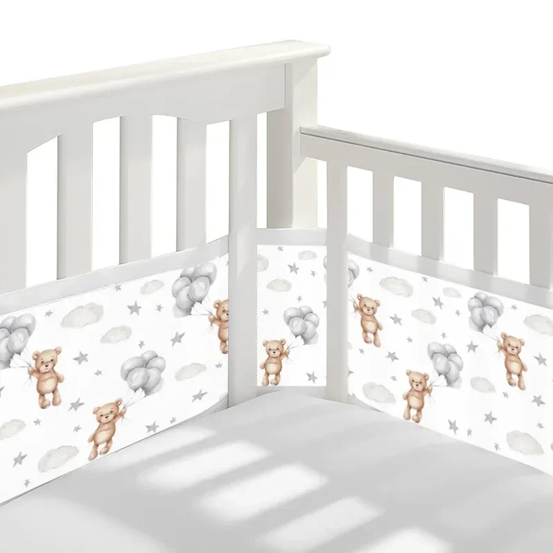 2Pcs/Set  Baby Breathable Mesh Crib Girth Comfortable For 4 Panel Crib Bed Circumference Around Protector Baby Mesh Crib Bumper