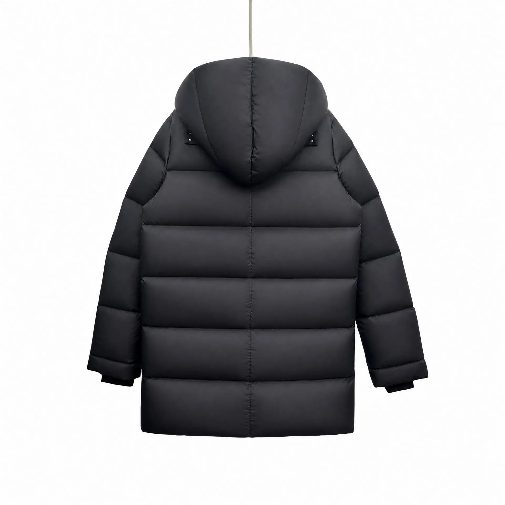 High Street Dark Style Down Jacket Men's Winter Warm Thick Versatile Black Spliced Large Pocket Cold Resistant Down Jacket