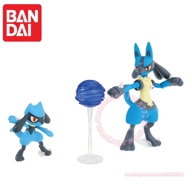 

BANDAI Pokemon Lucario Riolu Set Children's Toy Assembly Model Evolution Is A Birthday Gift Decoration Animation Peripheral