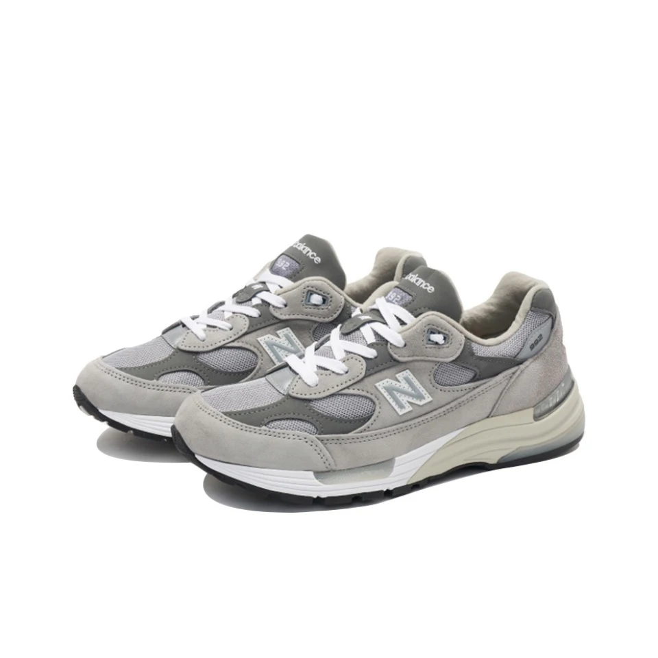 Original New Balance NB 992 Classic Vintage Mesh Leather Casual Men\'s and Women\'s Running Shoes White Grey M992GR