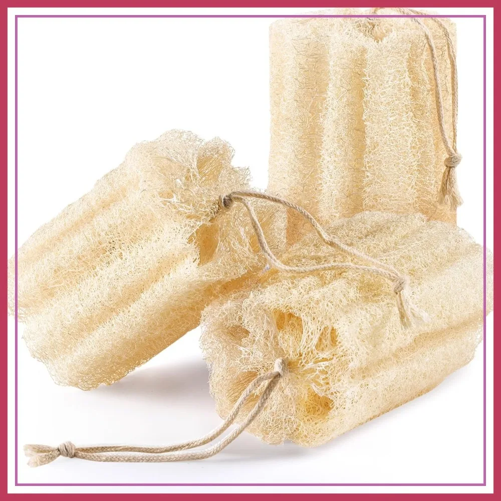 

Natural Egyptian Loofah Exfoliating Body Scrubber - 3PCS Real Luffa Sponge for Bath & Shower, Face, Back & Body Care