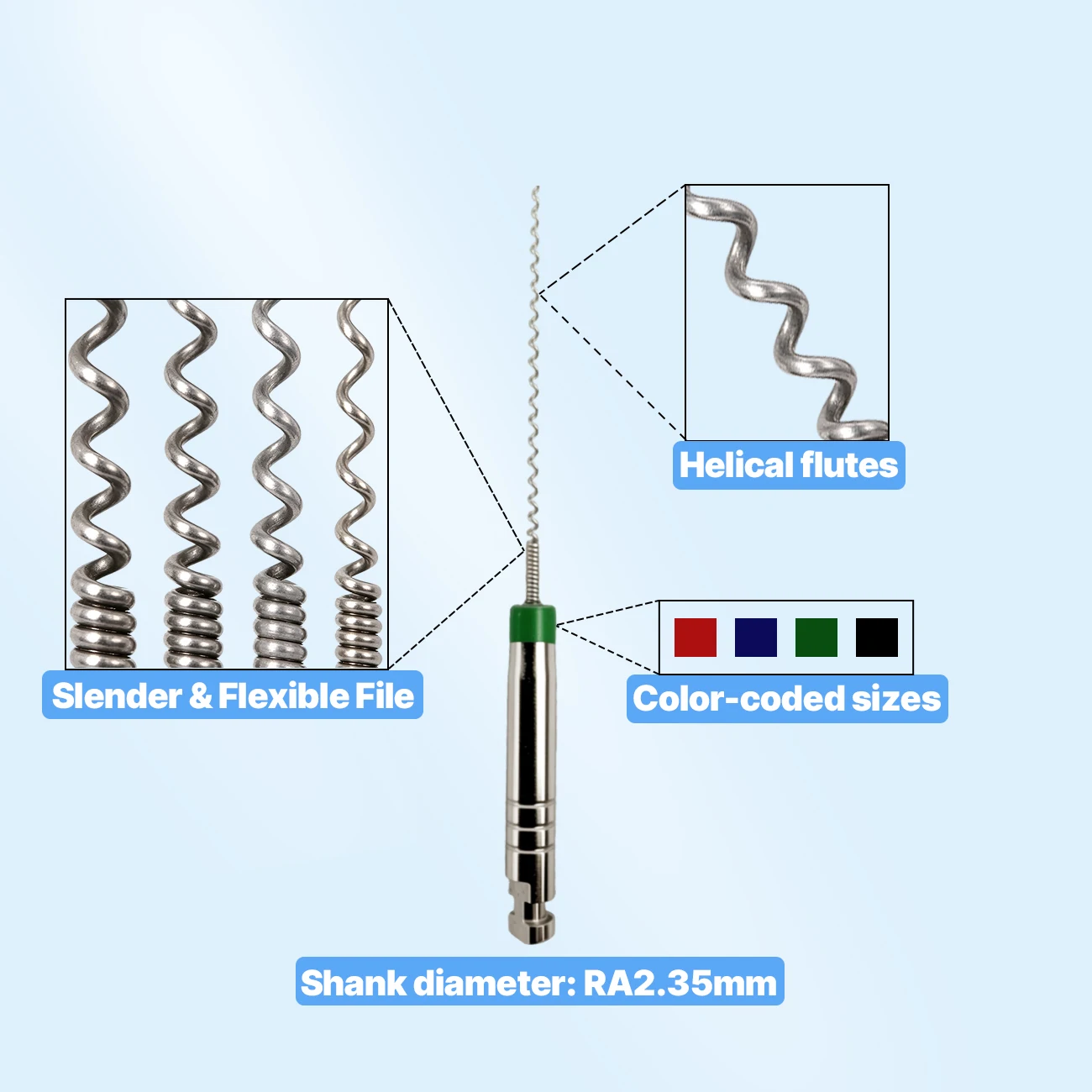 4pcs/Box 25mm 25#-40# Dental Rotary Paste Carriers Spiral Filler Lentulo Assorted Engine Filling Paste Dentistry Materials Tools