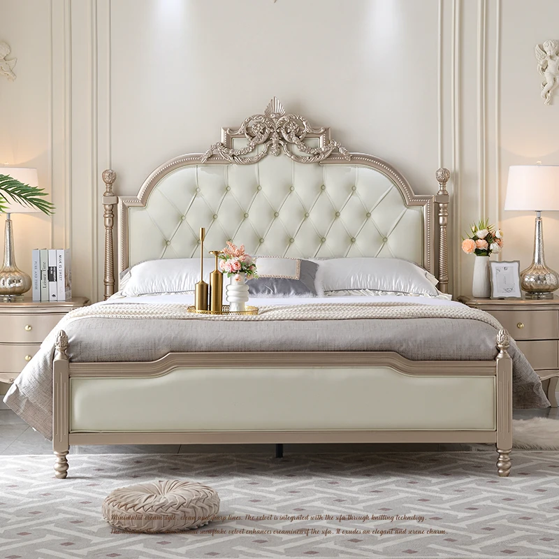 

Unique Pretty European Bed Queen Nordic Elegant Modern Solid Wood Frame Bed Bases Bedroom Luxury Cama Matrimonio Furniture Home