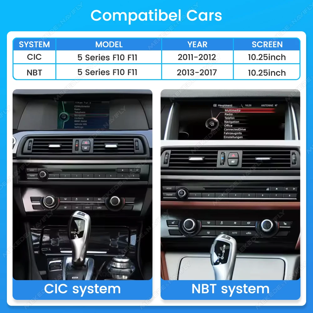 MEKEDE Radio para Auto con Sistema Liuux de 10.25" 12.3" para BMW Serie 5 F10 F11 2012-2017, BT, WIFI, GPS, Navegación, Pantalla Táctil 2K de 2400*900, Compatible con Cámara de Reversa, Controles en el Volante, IDrive, Conexión con Teléfono. 2