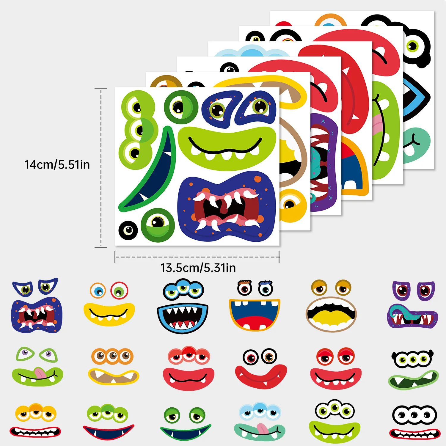

6Sheets Halloween Pumpkin Expression Puzzle Sticker DIY Phone Laptop Luggage Skateboard Graffiti Decals Fun for Gifts Stickers