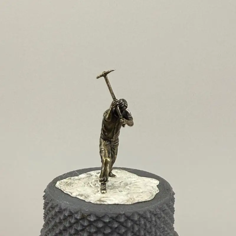 Mini Brass Miner Figurine Old Fashioned Construction Worker Statue for Micro Landscape Bookshelf Decor Gift