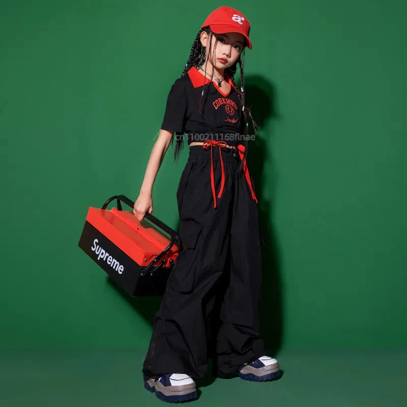 Street Dance-Kostüm für Mädchen, hübsches japanisches Jazz-Tanz-Performance-Kostüm-Set, Hip-Hop-Laufsteg-Bühnenkostüm für Kinder