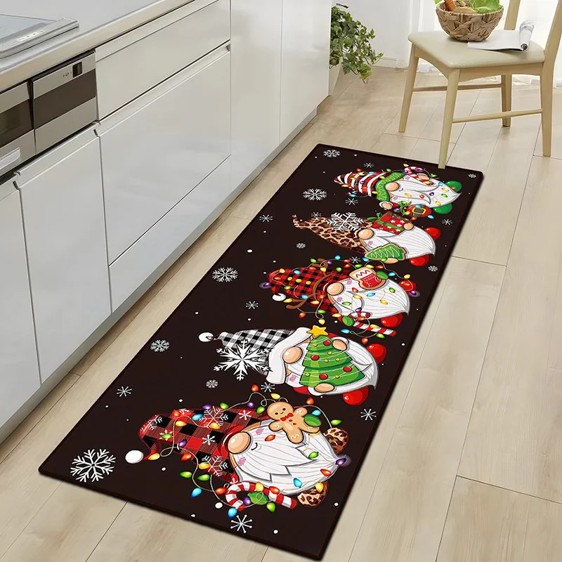 VIKAMA Christmas Kitchen Runner Rug, Gnome Snowflake Non-Slip and Wear-Resistant Mat, Entryway Hallway Rug, Home Décor