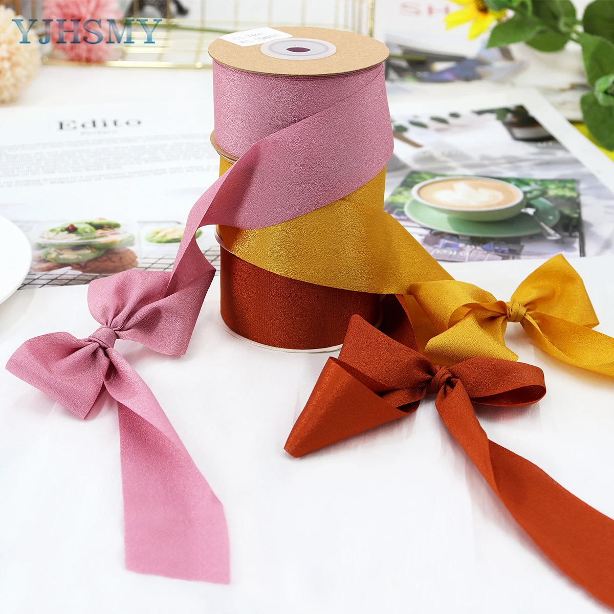 Silk Ribbon Rustic Hand Dyed Silk Chiffon Ribbon for Fall Wedding Bridal Bouquet Wedding Invitations Cake Decorating DIY Crafts