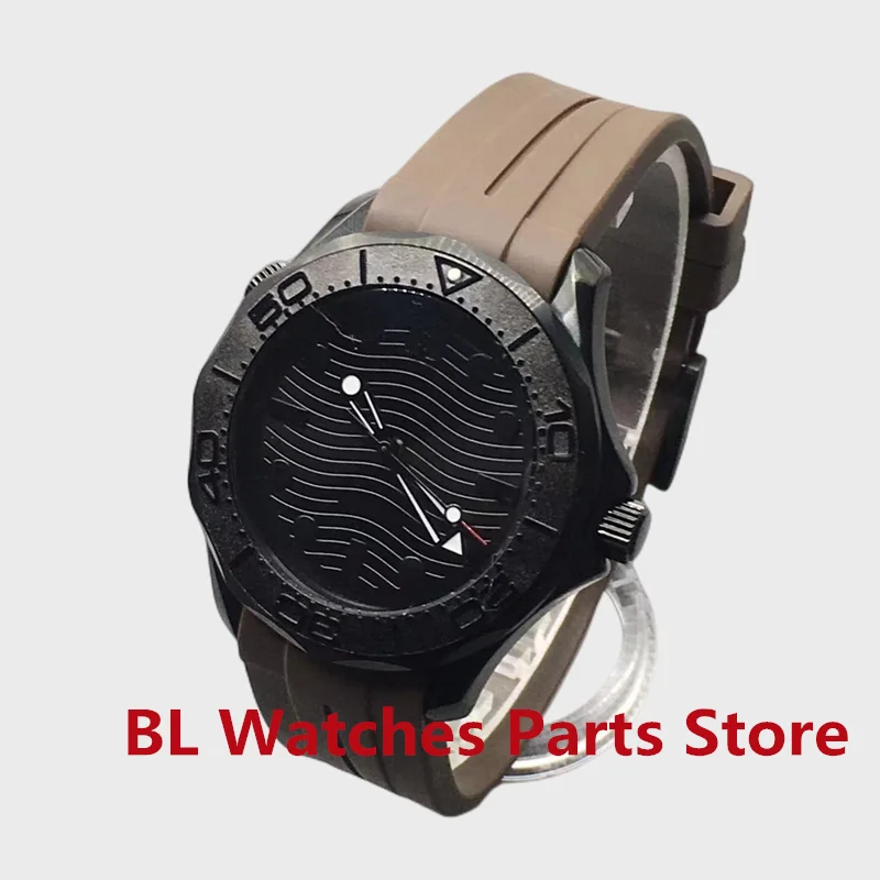 BLIGER 41mm Mechancial Men Watch Black Dial Luminous Sapphire Glass NH35A MIYOTA PT5000 Movement Rubber Strap Date Function