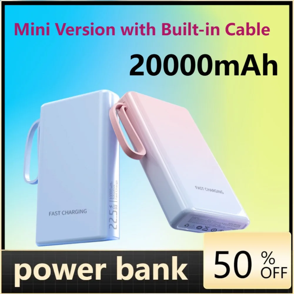 

New Arrival Genuine Power Bank, 22.5W Super Fast Charging, 20000mAh Slim Compact Portable Charger with Built-in Cable
