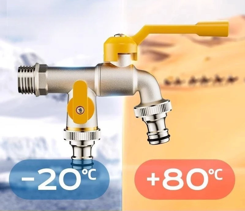 Compatible with Sprinklers & Hose Guns Outdoor Garden Water Tap, Dual Outlet 1/2
