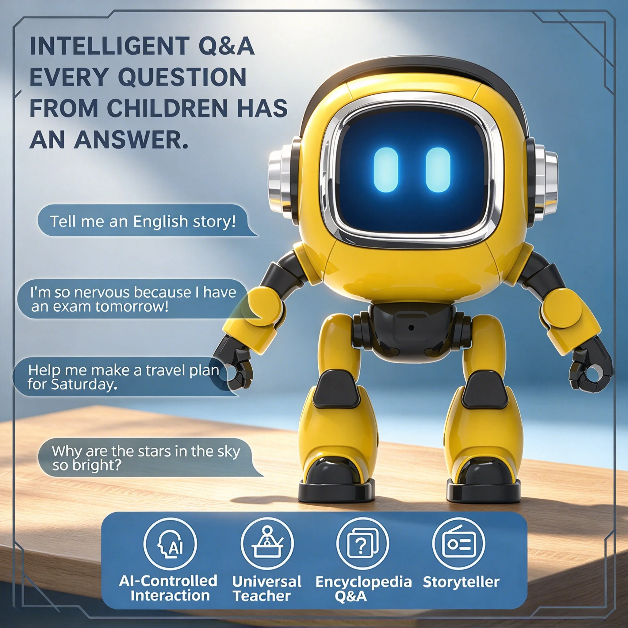 Ai Interactive Desktop Companion Robot Voice Control Built In Storytelling Universal Knowledge Q&A Intelligent Chat Device Toys