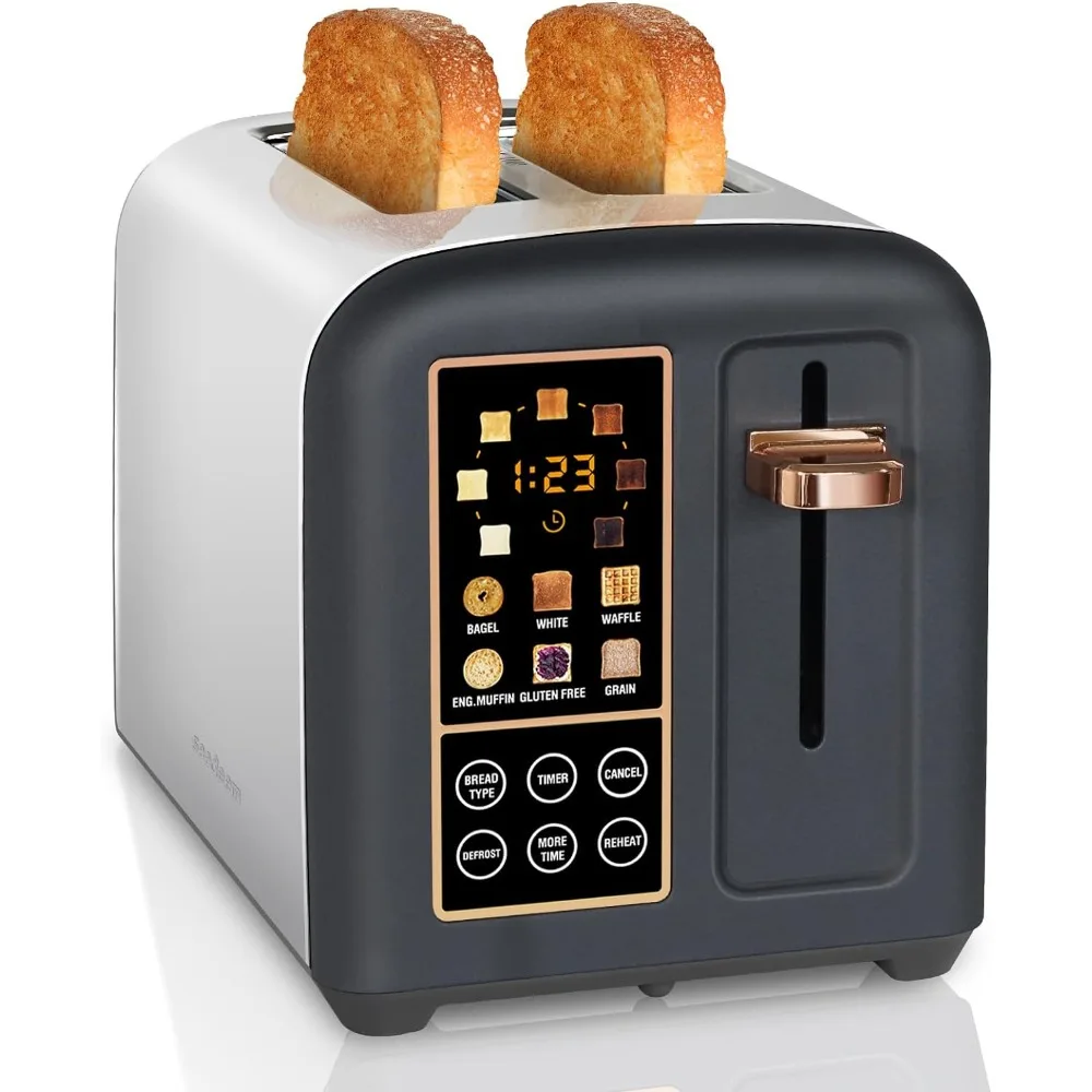 

Toaster 2 Slice, Stainless Toaster LCD Display&Touch Buttons, 50% Faster Heating Speed, 6 Bread Selection, 7 Shade Setting