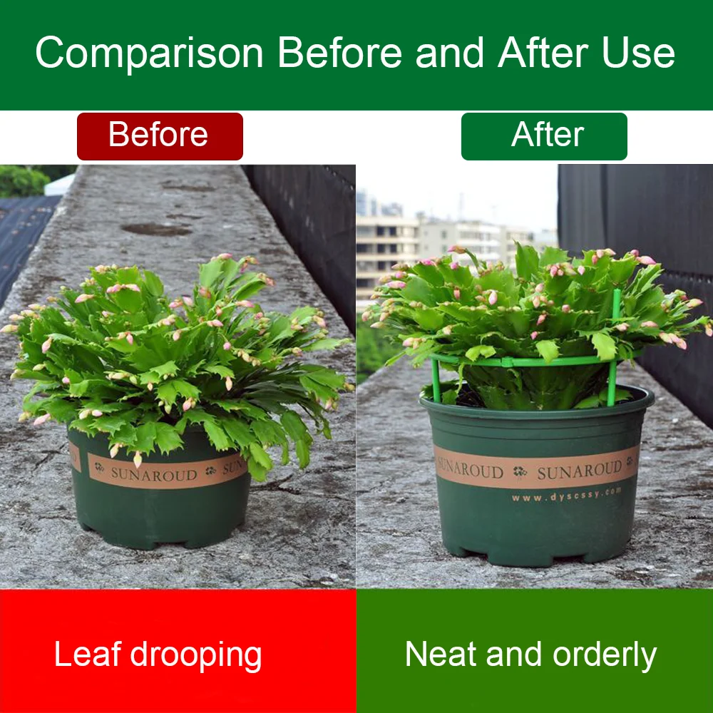 3 Set Durable Green Plant Support Pile Removable Half Round Bonsai Fixing Rod Easy to Use Flower Ring Support Rack