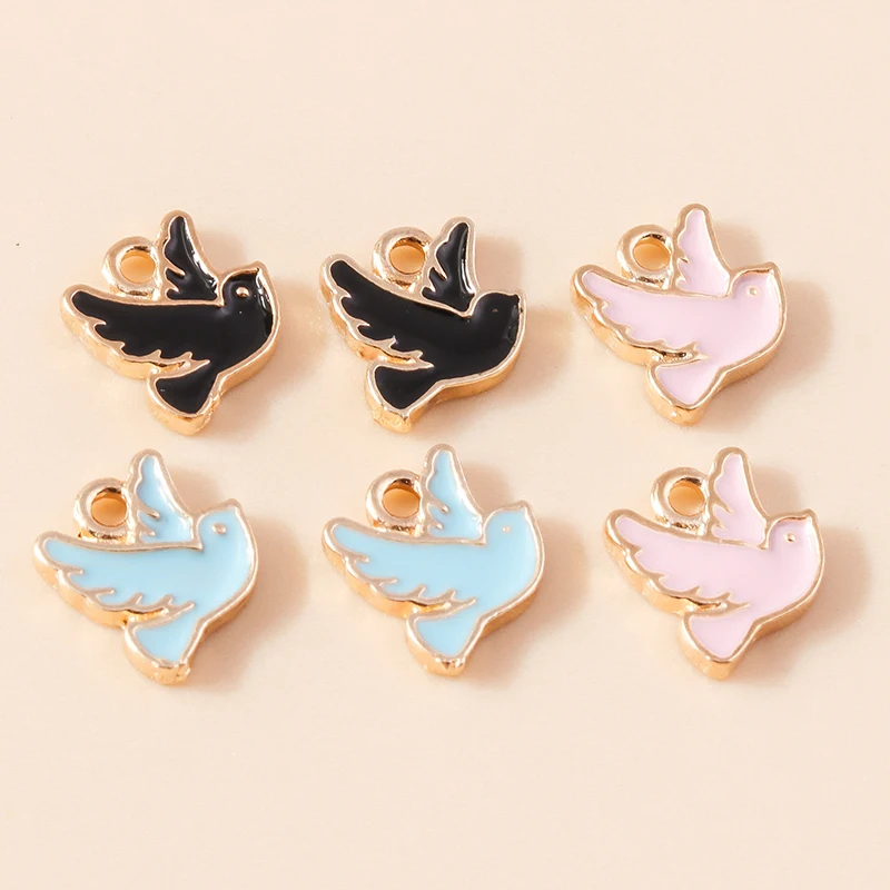 10 Stück 13x11mm Cartoon Mini Emaille Tier Tauben Anhänger für Schmuckherstellung Halsketten Ohrringe DIY Bastelzubehör – Detail 2