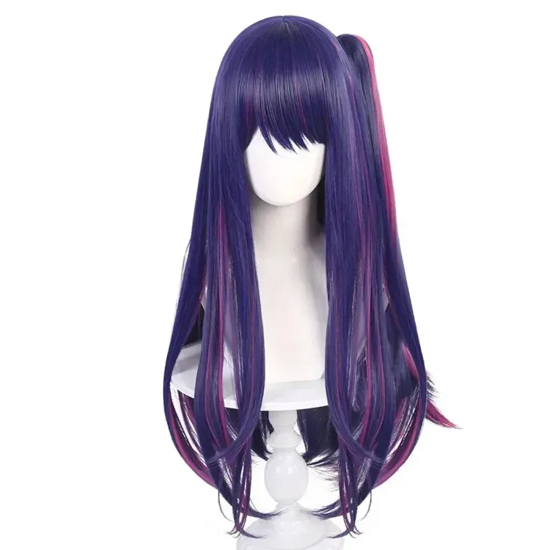 Hoshino Ai I Push The Kid Anime Cosplay Wig Highlights Purple Blunt Bangs Synthetic Long Straight Wig Cosplay Starry Love Wig