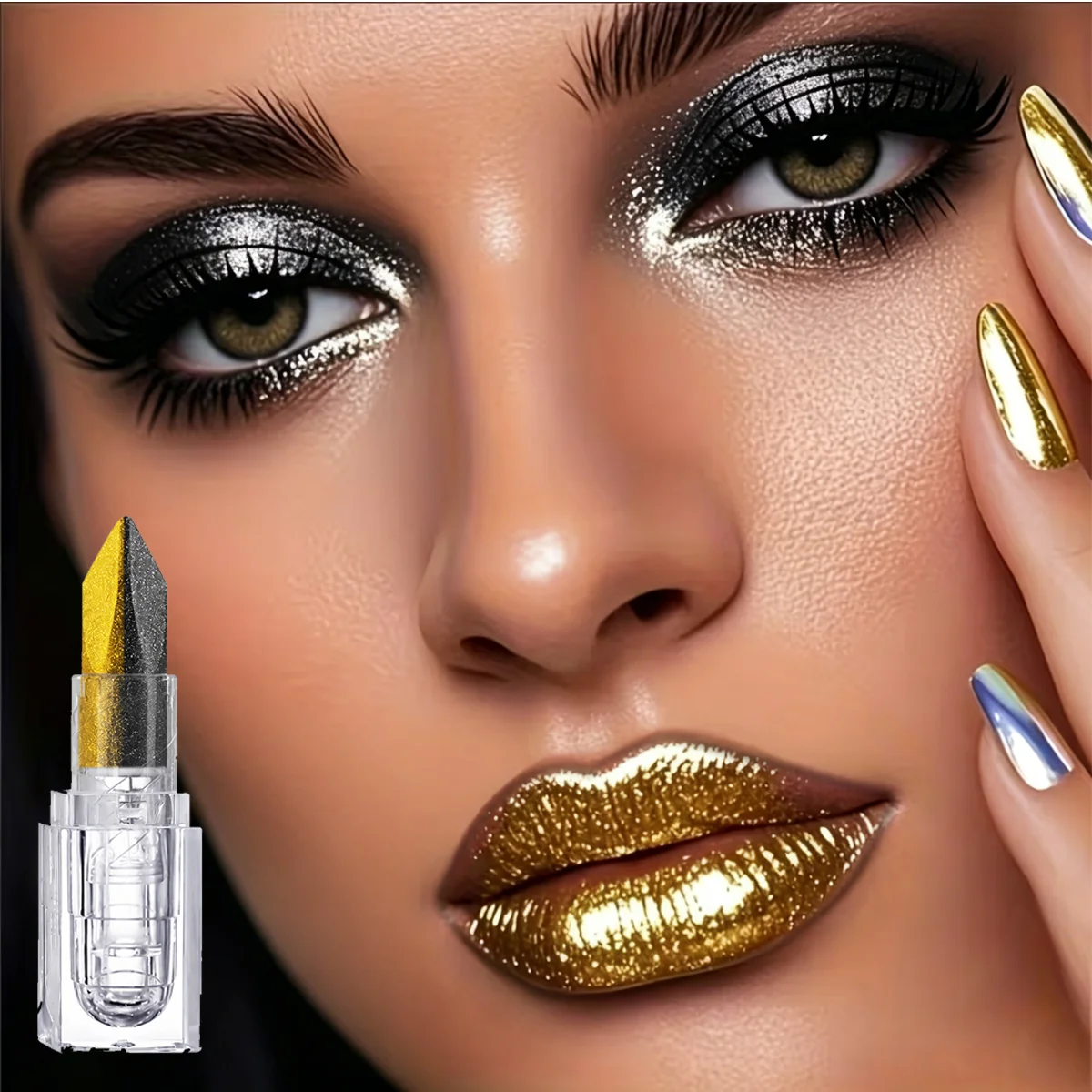 Choose Rasme Black Gold Bicolor Metal Lipstick Gold Plated Matte Fine Shining Makeup Waterproof Bicolor Lipstick