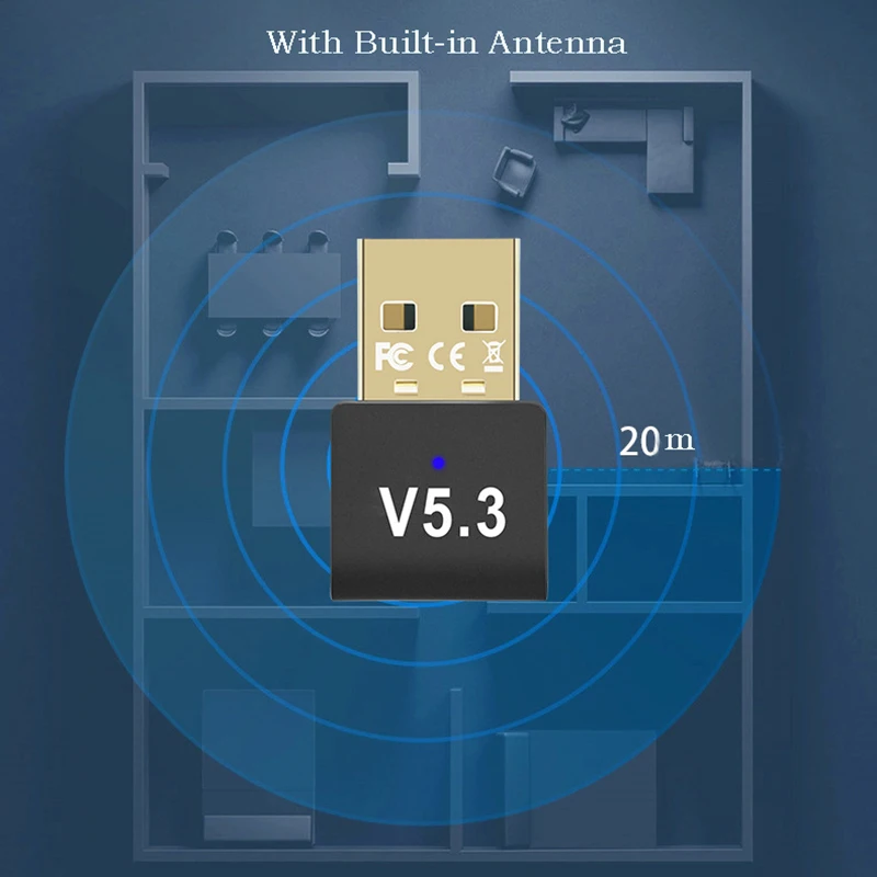 블루투스 동글 BT5.3 컴퓨터 USB 외부 어댑터 무선 연결 이어폰 스피커 마우스 게임 그립 프린터 휴대 전화