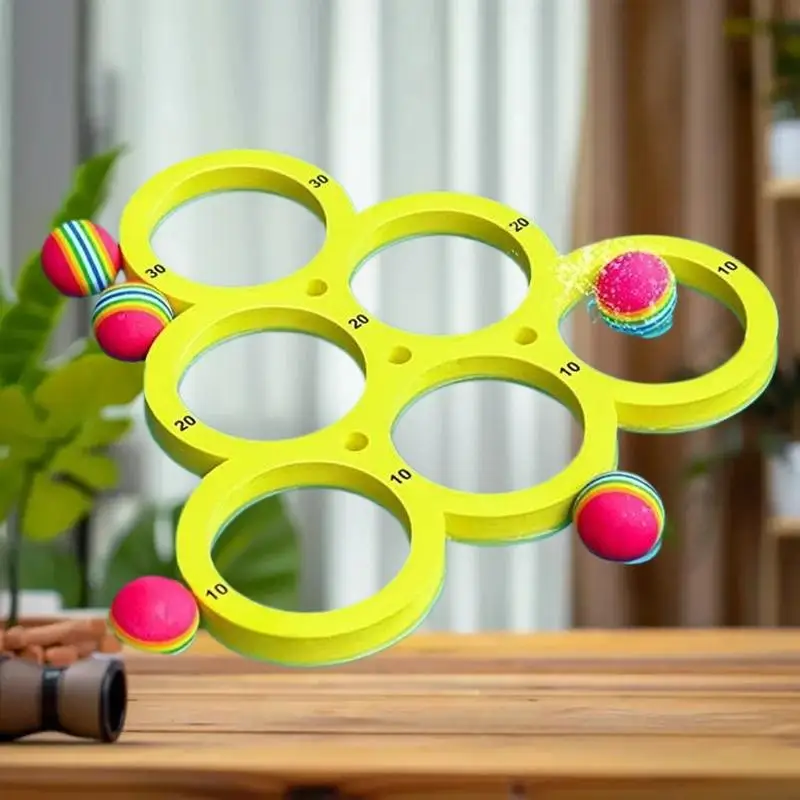 Splash Water Game Set: EVA Throwing Circle & 10/12 Rainbow Balls Pool Toy