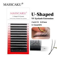 Nuevo diseño en forma de U YY pestañas postizas C D Curl 8-15mm mezcla Y estilo pestañas impermeables pestañas de abanico de larga duración de MASSCAKU