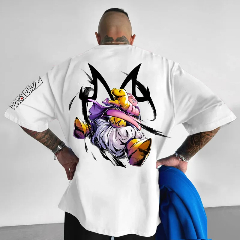 2024 Summer New Anime Dragon Ball Z Majin Buu Larger Size Men T-Shirt Cosplay Short Sleeve Shirt Casual Fashion Clothing Gifts