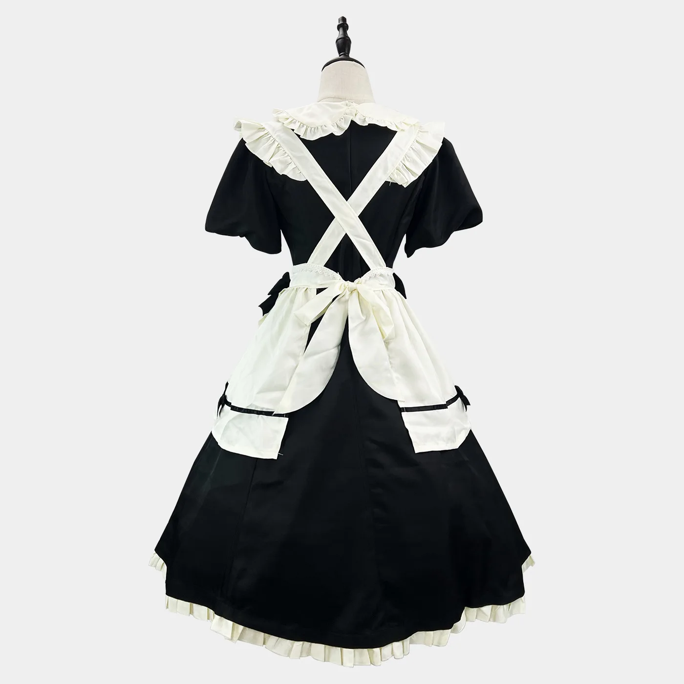 Longue robe de femme de chambre Lolita noire pour filles, costume de cosplay, robe de femme de chambre mignonne, olympiques de fête, tendance, S -5XL